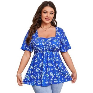 Coolmee Women's Plus Size Hoodie Drawstring Drop Shoulder Casual Loose Long Sleeve Hooded Pullover Tops - 1 of 4