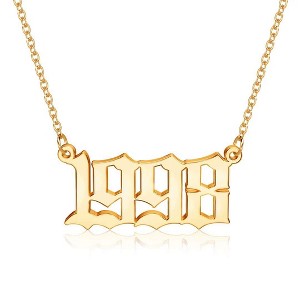Turandoss Birth Year Pendant Necklace for Women, Old English Birth Year Number Gold Necklace, Birthday Gifts for Women, Christmas Gifts, 18+2In - 1 of 4