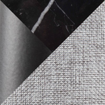 Arc Black Marble and Metal Floor Lamp with Grey Linen Shade