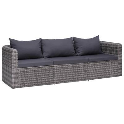 vidaXL Garden Sofa Set Set of 3 Grey Poly Rattan 3 piece set