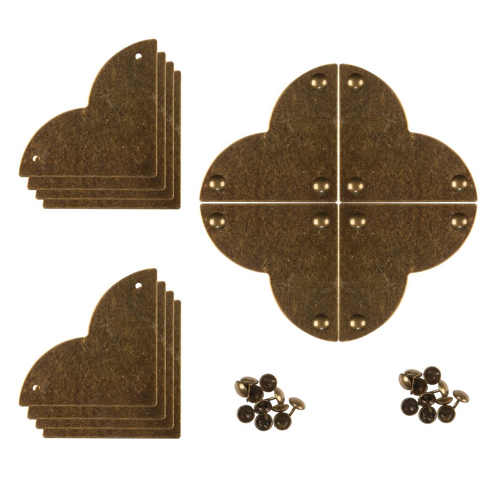 Dritz Small 3pk Home Smooth Quatrefoil Corners Antique Brass: Iron Craft Embellishments, 9 Pieces, Ages 12+