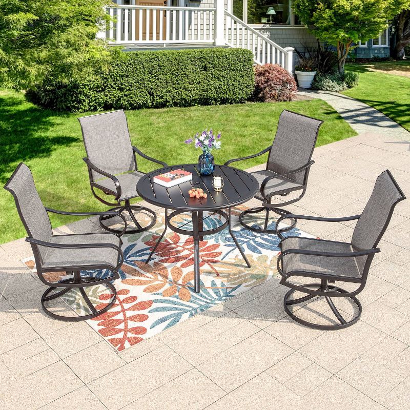 5pc Patio Dining Set with Round Table &#38; Steel Swivel Chairs - Captiva Designs, 3 of 14