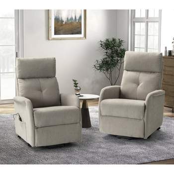 Set of 2 Gina Mid-century Power Remote Recliner with Metal Base  | ARTFUL LIVING DESIGN