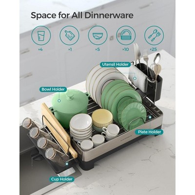 SONGMICS Stainless Steel Dish Drying Rack with Utensil Cup
