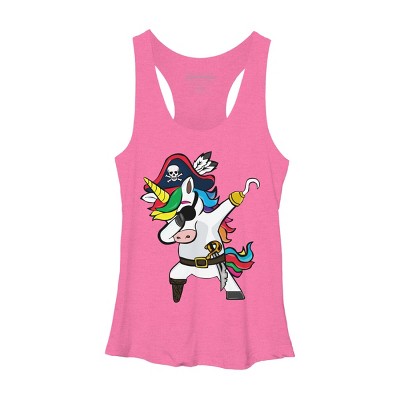 Women's Design By Humans Dabbing Dance Pirate Unicorn Gifts Funny Halloween Costume Gift By lukesstore Racerback Tank Top