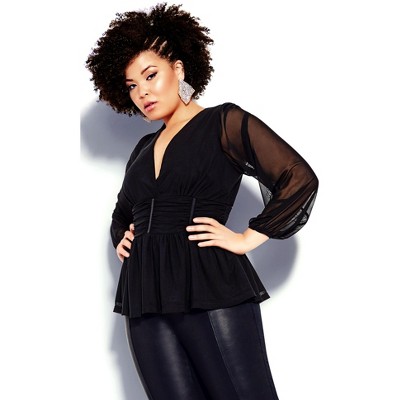 City Chic | Women's Plus Size Rapture Top - Black - 14w : Target