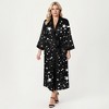 Anna-Kaci Lounge Women's PLus Size Star Print Long Robe with Soft Satin Feel, Open Front Design, and Adjustable Waist Tie - 2 of 4