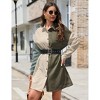 Coolmee Women's Corduroy Mini Dress Long Sleeve Button Down Shirt Short Dress with Belt - 2 of 4