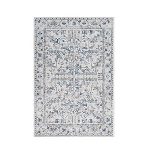 Itopfox Vintage Floral Machine Washable Area Rug for Living Room - Stain Resistant Low Pile Non Slip Accent Rug for Bedroom Kitchen Dining Room Home - 1 of 4