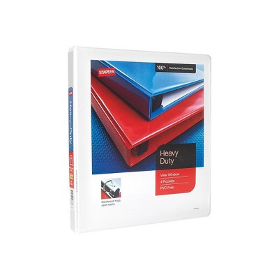 Staples Heavy Duty 1" 3-Ring View Binder White (24667) 82696