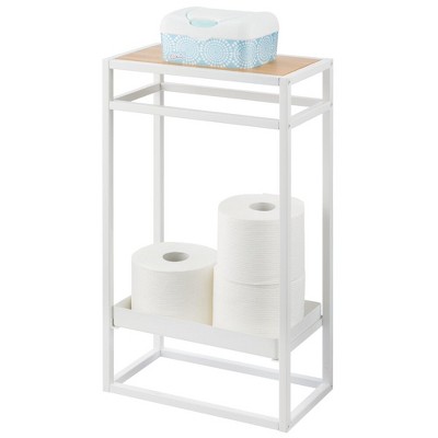 mDesign Modern Vertical Toilet Paper Roll Holder Stand with Storage for 3  Rolls of Reserve Toilet Tissue - for Bathroom Storage Organization - Holds