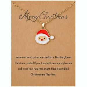Christmas Theme Necklace Set with Enamel Charms Holiday Party Gift - 1 of 4