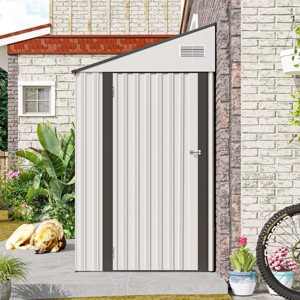 4x8FT Metal Storage Shed with Hinged Side Door, Ventilation, Waterproof Roof, and Durable Frame for Multi-Scene Use - Coolbibila - 1 of 4