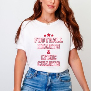 Football Hearts & Lyric Charts - Womens Garment Dyed Tee - 1 of 4