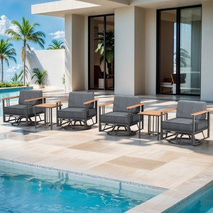Outdoor Swivel Rocker Patio Chairs High Back Wicker Patio Furniture - 1 of 4