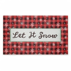 Stupell Industries Let It Snow Red Plaid Printed Outdoor Door Mat, design by Chad Barrett, 18"x30" - 1 of 4