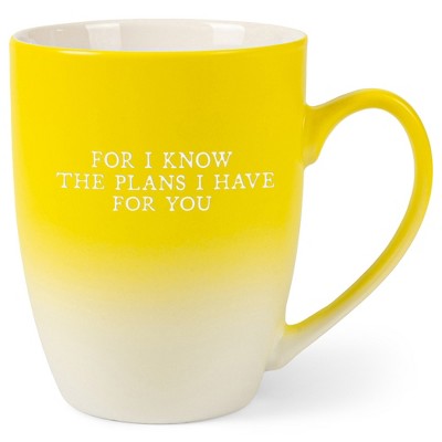Elanze Designs For I Know The Plans I Have For You Two Toned Ombre Matte Yellow and White 12 ounce Ceramic Stoneware Coffee Cup Mug