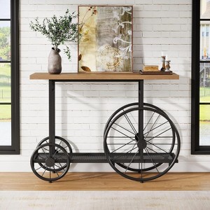 Tribesigns 47.2" Industrial Console Table, Entryway Table with Metal Mesh Storage Shelf, 2-Tier Sofa Table for Living Room, Hallway, Foyer - 1 of 4