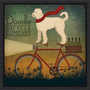 Amanti Art White Doodle on Bike Summer by Ryan Fowler Framed Canvas Wall Art - 1 of 4