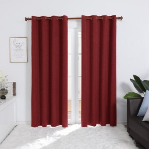 Deconovo 100% Blackout Faux Linen Curtains 2 Panels – Multiple Sizes - 1 of 4