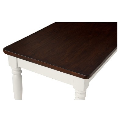 Shelby 57.75" White and Dark Brown Wood Dining Bench