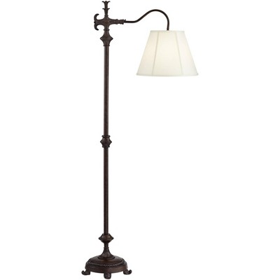 Regency Hill Traditional Downbridge Floor Lamp 59" Tall Bronze Natural Linen Empire Shade for Living Room Reading Bedroom Office