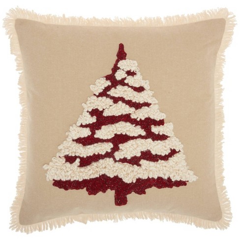 Christmas pillow Christmas tree shaped in Pink Sherpa fur on the front and back