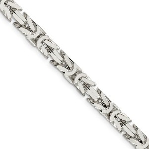 Black Bow Jewelry Men's 6mm, Sterling Silver, Solid Byzantine Chain Necklace - 1 of 4