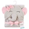 Hudson Baby Infant Girl Cotton Animal Face Hooded Towel, Pretty Elephant 2-Piece, One Size - 2 of 2