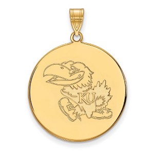Black Bow Jewelry 10k Yellow Gold Kansas Jayhawks NCAA Extra Large Pendant - 1 of 3