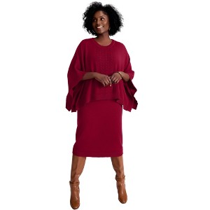 Jessica London Cable Knit Cape Sweater Dress - 1 of 4