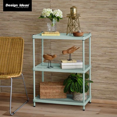 Sage Green 3-Tier Adjustable Metal Mesh Utility Shelving Unit