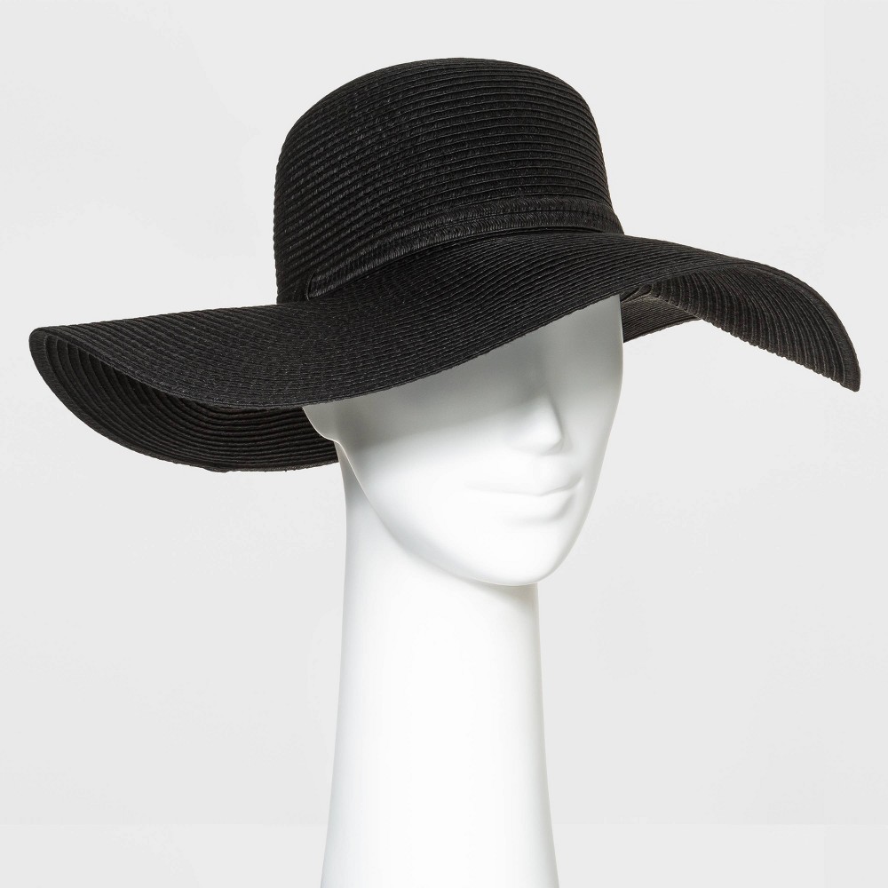 Packable Paper Straw Floppy Hat - Shade & Shore™ Black: UPF 50+ Sunhat, Midweight Woven, Adult One Size