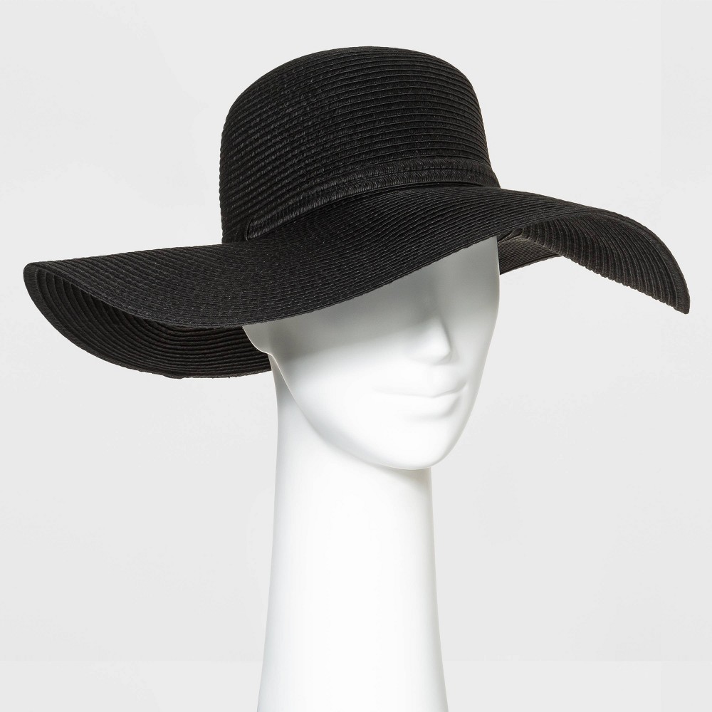 TWO Women's Packable Paper Straw Floppy Hats- Shade & Shore Black-And One Black And White
