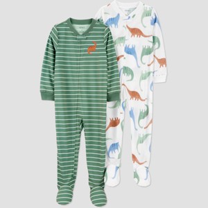 Carter's Just One You® Toddler Boys' 2pk Cotton Long Sleeve Footed Pajama - 1 of 3