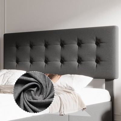 Full Size Upholstered Bed Frame with Storage Drawers and Headboard – Button Tufted Design, Sturdy Wooden Slats, No Box Spring Required, Easy Assembly
