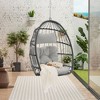 Sapphtopaz Outdoor Porch Swing Chair Egg-Shaped Patio Swing Rattan Hanging Chair with Cushions and Chain Swings for Indoor, Garden - 4 of 4