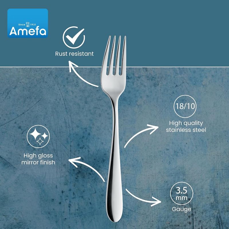Amefa Oxford 20-Piece Premium 18/10 Stainless Steel Flatware Set, High Gloss Mirror Finish, Silverware Set Service for 4, Rust Resistant Cutlery, 3 of 8