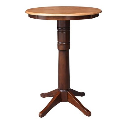 30" Round Cinnamon and Espresso Wood Pedestal Dining Table