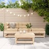 vidaXL 4 Piece Patio Lounge Set with Cushions Solid Wood - Natural Pine - 2 of 4