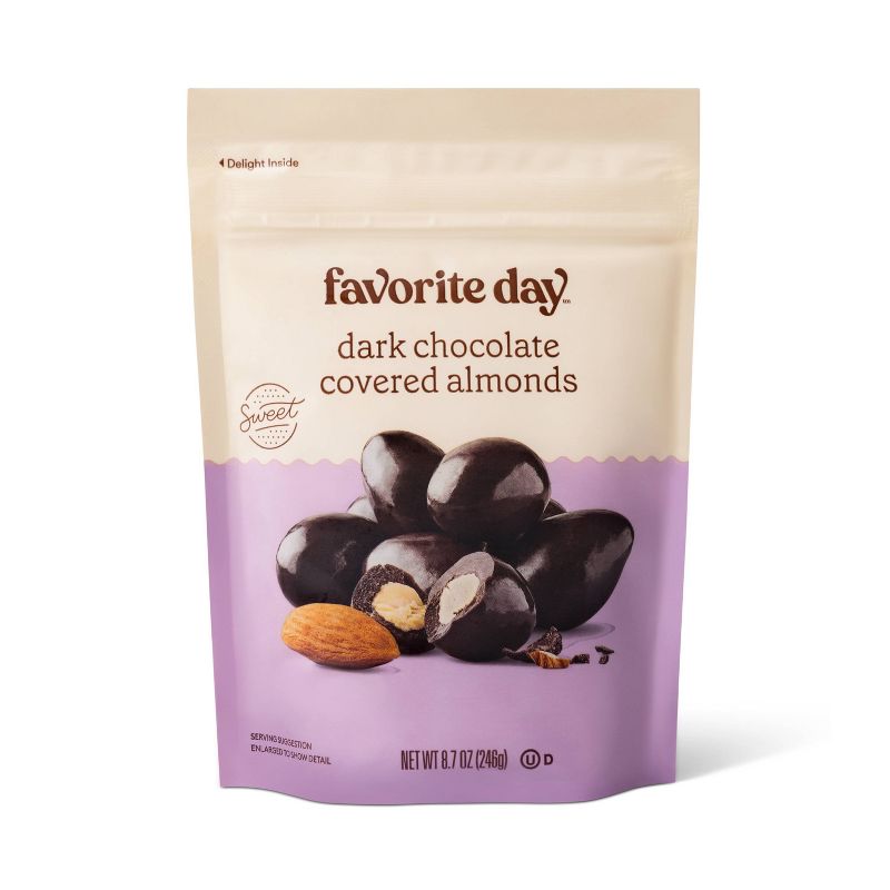 Dark Chocolate Covered Almonds Candy - 8.7oz - Favorite Day&#8482;, 1 of 7
