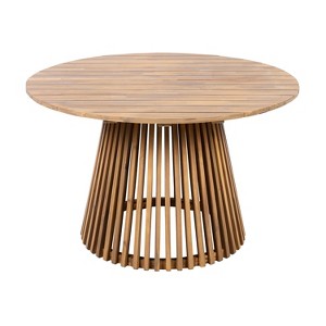 Gulches Outdoor Acacia Wood Patio Dining Table, 47.25" Extra-Large Round, Light Teak, for Backyard/Lawn/Balcony - 1 of 4
