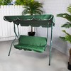 Northlight 3-Seater Outdoor Patio Swing with Adjustable Canopy - Green - 3 of 4