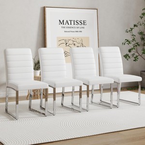 INFURNIC Dining Chairs 4-Pack Heavy-Duty PU Leather Thick Cushion Chairs with Iron Frame for Home and Office, White, 21.5"*17.2"*35.7" - 1 of 4