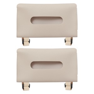 Unique Bargains Car Sun Visor Seat PU Leather Adjustable Elastic Strap Tissue Box Covers 2 Pcs - 1 of 4
