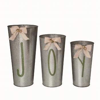 Transpac Metal Silver Christmas Nesting Joy Buckets Set of 3