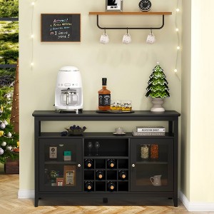 Sideboard Buffet Cabinet With Wine Rack, Console Table Storage Cabinet With Glass Doors And Adjustable Shelves, Coffee Bar Cabinet For Dining Room - 1 of 4