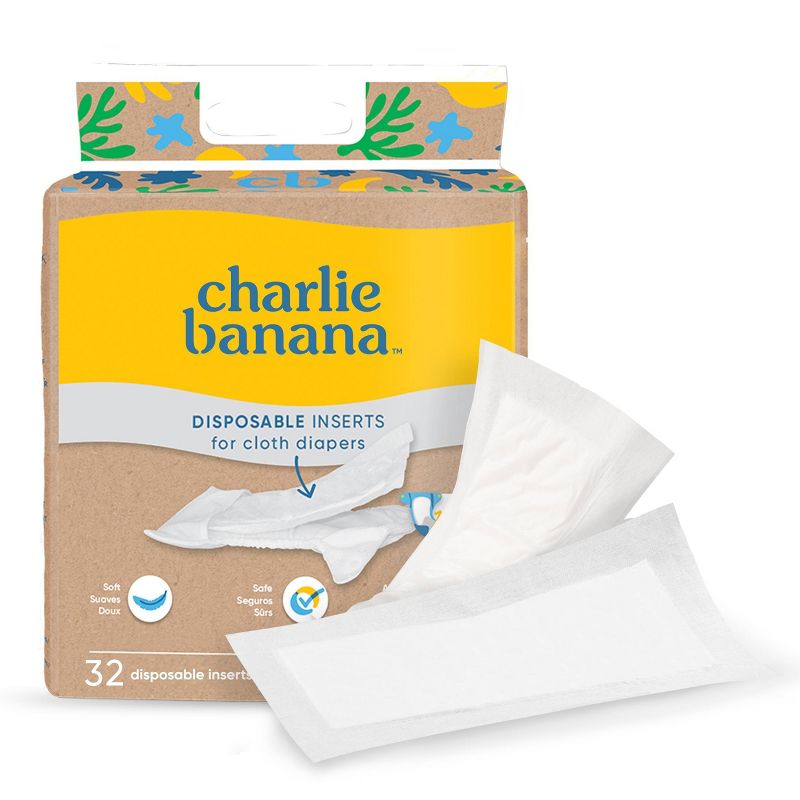 Charlie Banana Disposable Cotton Diaper Inserts - 32ct, 1 of 9