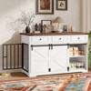 VisioGear Dog Crate with 3 Storage Drawers Side Door and Sliding Barn Door, Side End Table for 2 Dogs, White, 55.1"*23.6"*33.7" - 2 of 4