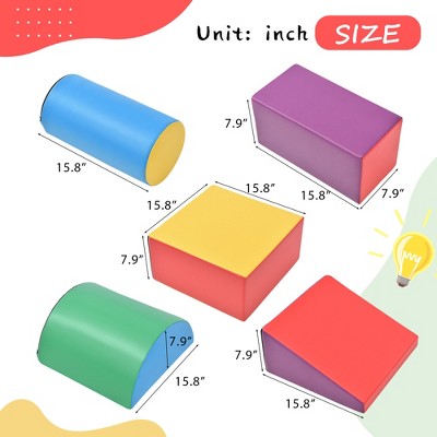 Toddlers Gift 5-Piece Kids Climb & Crawl Soft Foam Block Activity Play Structures for Child Development, Color Coordination, Motor Skills